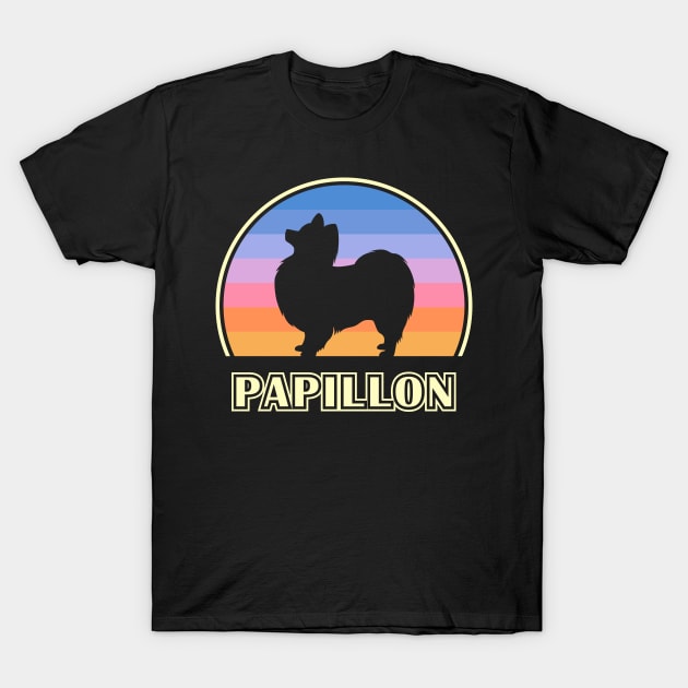 Papillon Vintage Sunset Dog T-Shirt by millersye